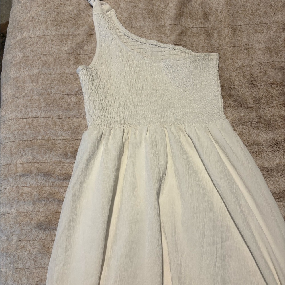 SHEIN Cream One-Shoulder Midi Dress
